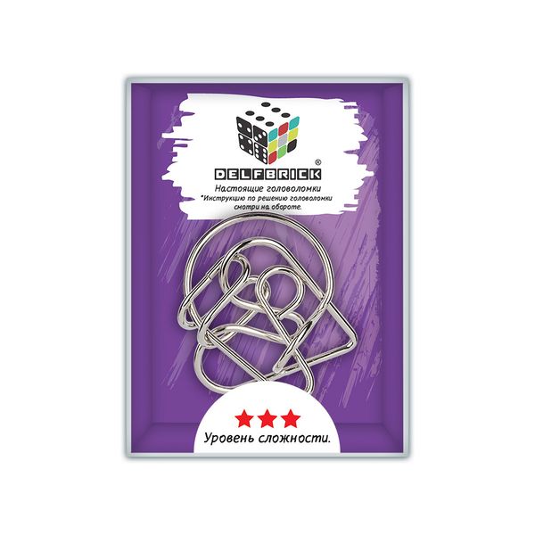 Головоломка металлическая, 1 шт, Сердце 3 элемента, Delfbrick DLM-40