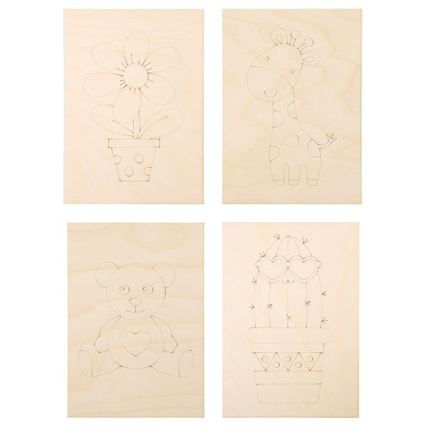 Набор досок для выжигания, выпиливания, рисования Для начинающих, 4 шт, формат А5, L-2311