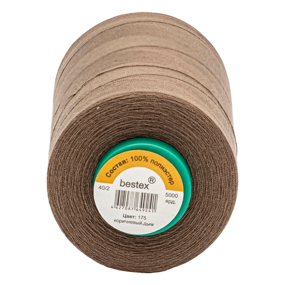 Нитки универсальные Bestex 40/2, 4570 м (5000 ярд) / 1 кат., 175 коричневый дым