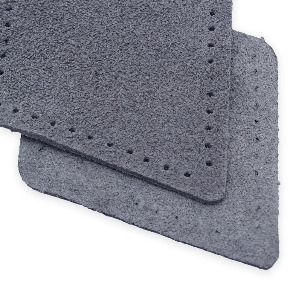 Заплатки пришивные из замши, ромб 6х8,4см с перфорацией, 2 шт, 100% кожа, 26 серый, 59115