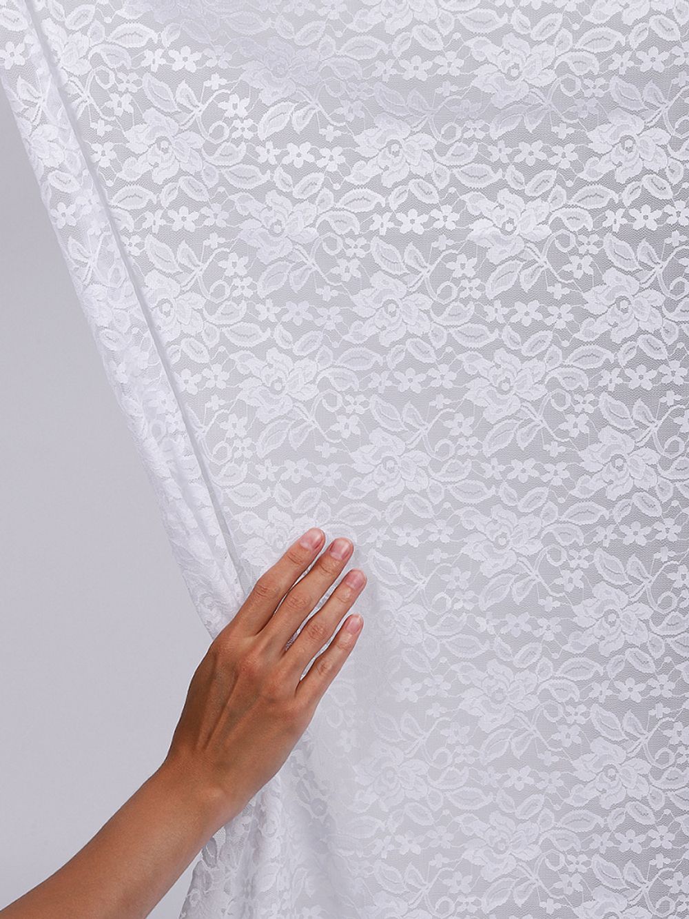 Ткань кружевная (гипюр стрейч) 90 г/м², 150 см / 35 метров, TBY.M0064 цв.белый