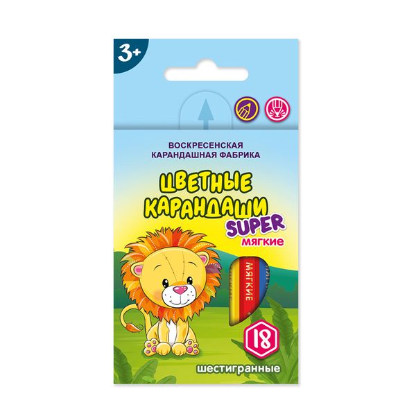 Набор цветных карандашей, короткие Львенок SCP-2018 заточенный 8х18 цв, Набор цветных карандашей, короткие Львенок SCP-2018 заточенный 8х18 цв, ВКФ SCP-2018