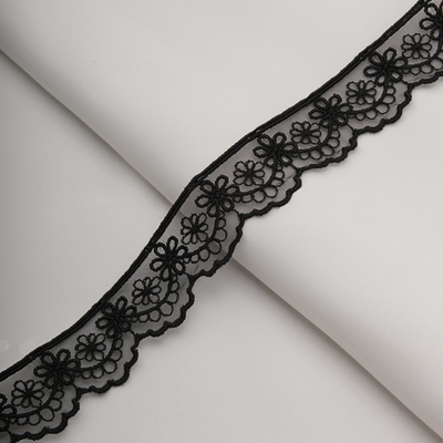 Кружево на сетке 30 мм / 13.7 метров, черный, 3AR1247