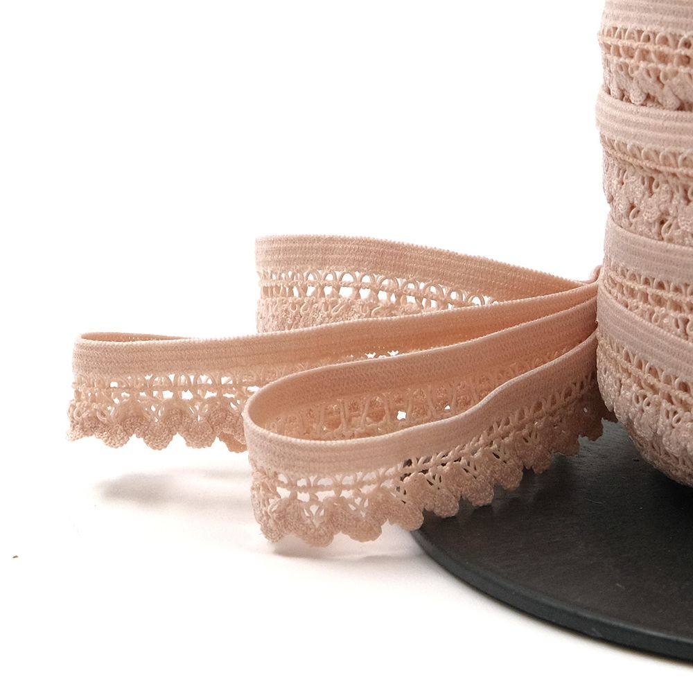 Резинка бельевая (ажурная) 13.5 мм / 50 метров, пудровый, 0313/81