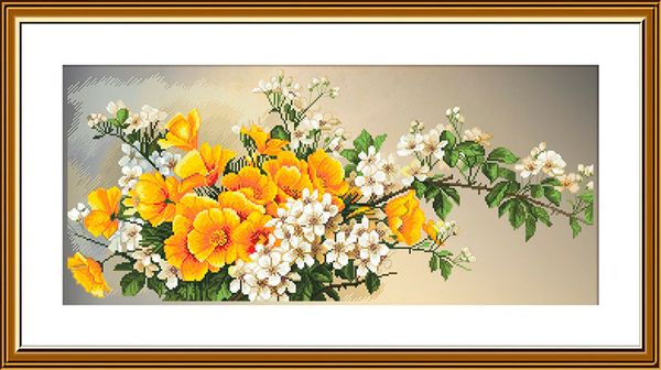 Набор для вышивания нитками Нова Слобода, Вишневое цветение 34х22 см