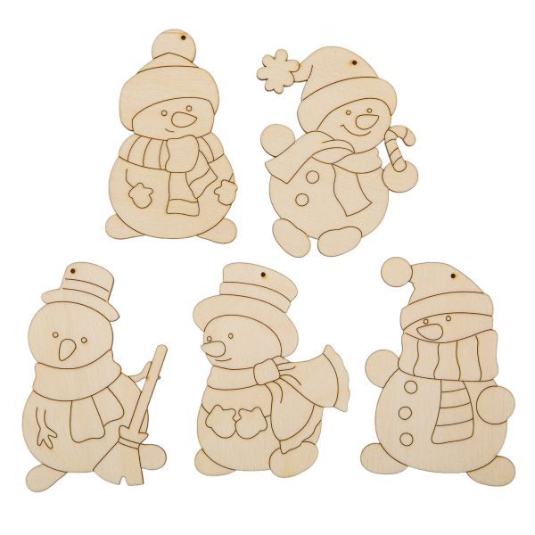 Заготовка из фанеры набор подвесок Снеговики 9х6.5х0.3 см, Mr.Carving ВД-1255