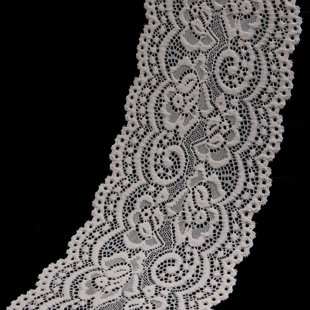 Кружево эластичное (стрейч) 100 мм / 13.71 метров, C571 молочный