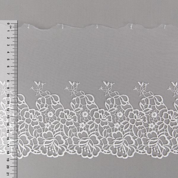 Кружево на сетке 190 мм / 10 м, слоновая кость, Gamma GKM-1903