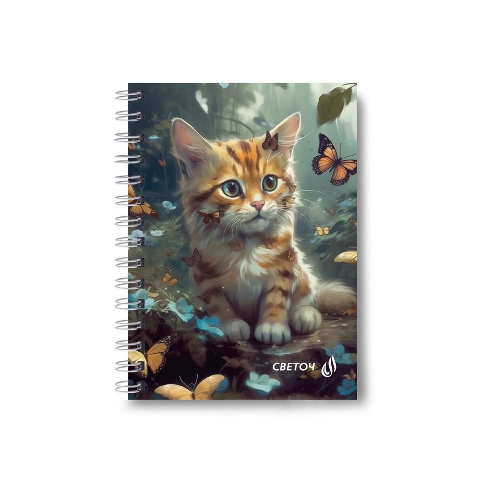 Записная книжка на гребне A6 120 л., 4 шт, клетка, Муркоша 01183, Светоч ЗК110