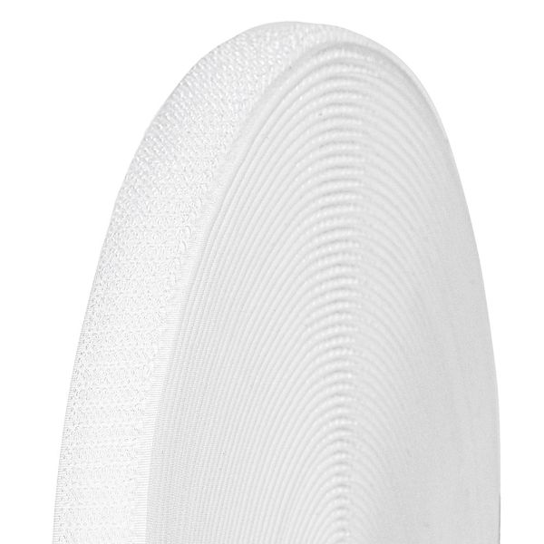 Лента контактная липучка мягкая (велкро) пришивная 20 мм / 25 метров, мягкая, белый, ПЕТЛЯ, качество 