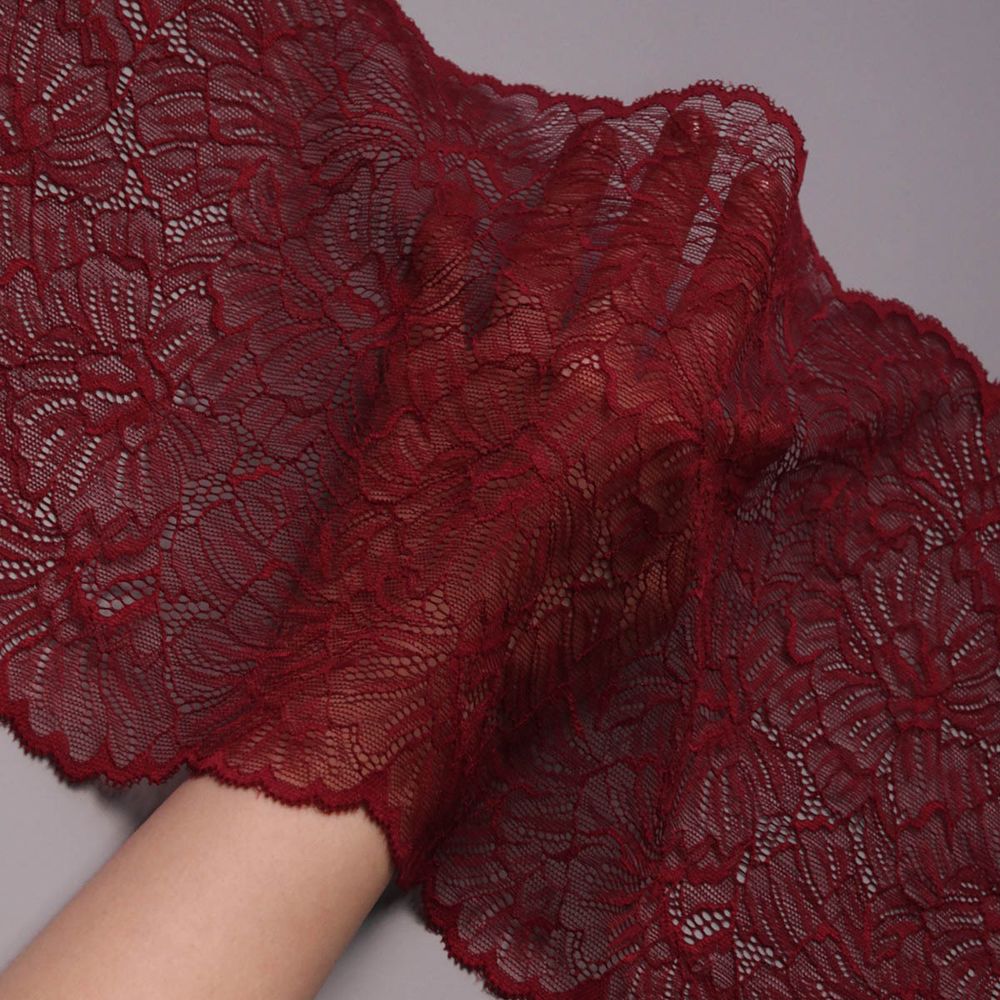 Кружево бельевое эластичное 240 мм / 13.72 м, цв. C520 т.красный