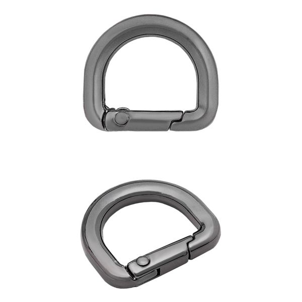 Карабин металл полукольцо 15 мм, олово (черный никель), MB_2232, 6 шт