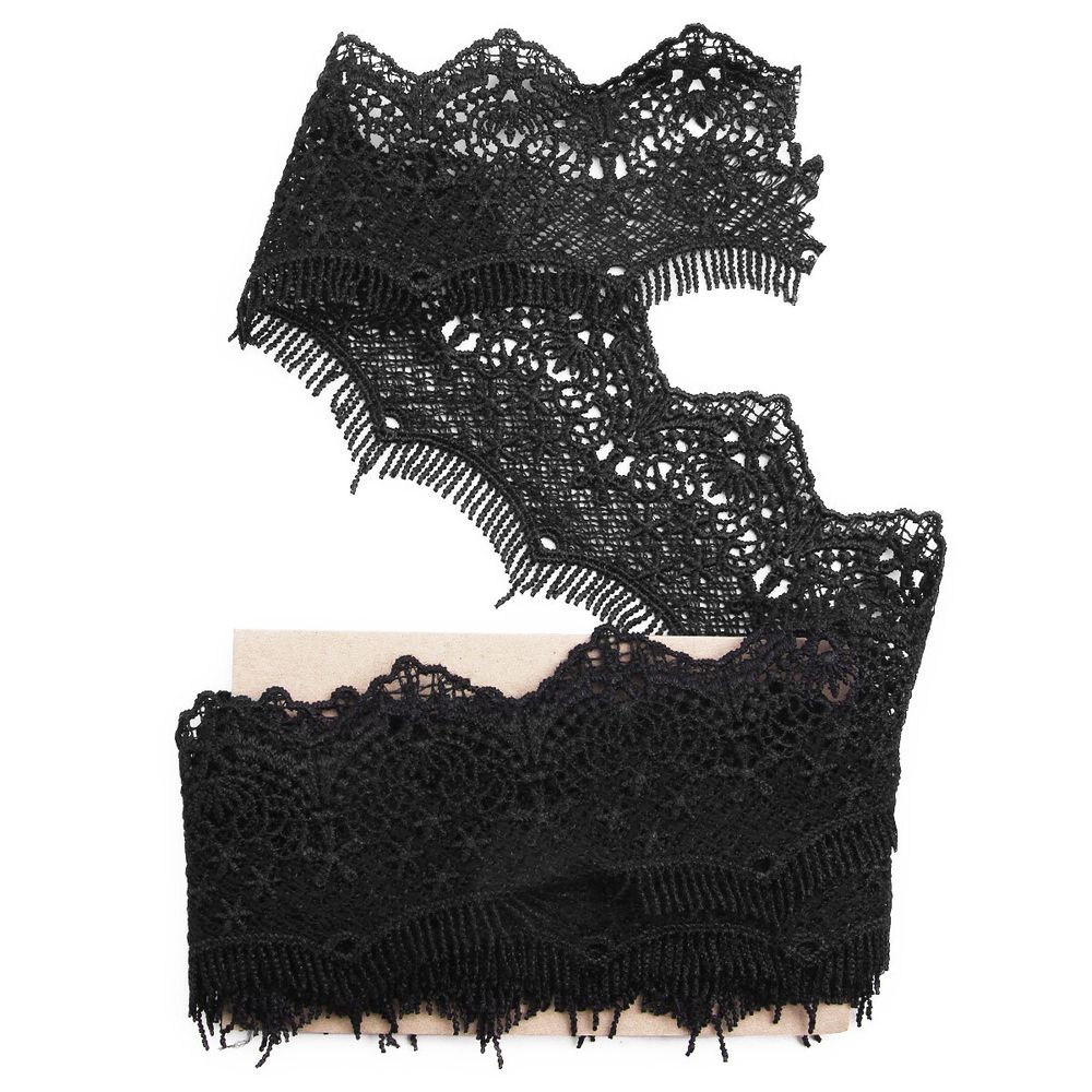 Кружево гипюр (плетёное) 72 мм / 9.14 метров, C580 черный