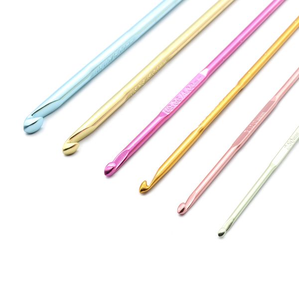 Набор крючков для вязания цветных ⌀2,50-6,0 мм, 15 см, 6 шт, алюминий, Pony
