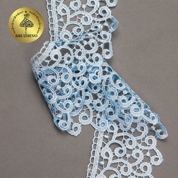 Кружево гипюр (плетёное) 80 мм, TR.8G8386, цв.10 голубой уп.12м, Kruzhevo