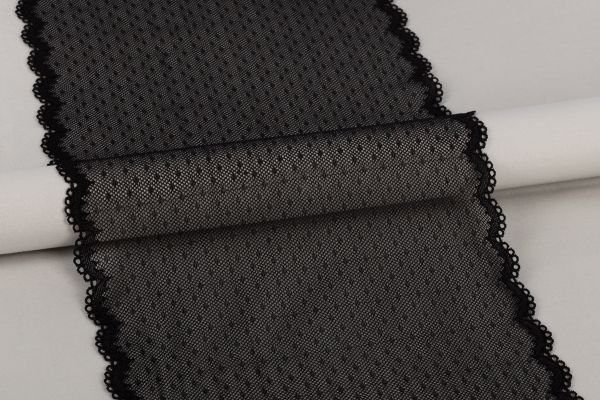 Кружево бельевое эластичное 220 мм / 20 м, Турция, черный, Blitz BLST-25