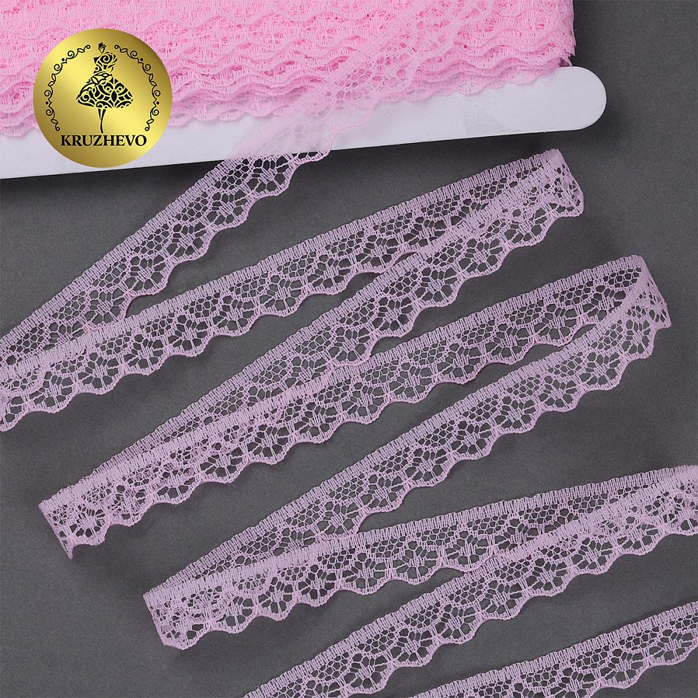 Кружево отделочное в стиле "трикотаж" 12 мм диз. 276, цв.09 св.розовый, уп. 27,4 м