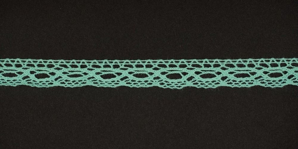 Кружево вязаное (тесьма) 15 мм цв. мятный, AF-051-075, Alfa, 25 м