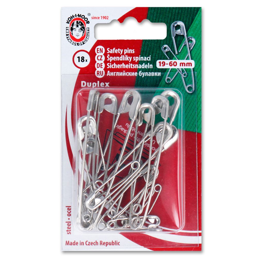 Булавки английские ассорти, 18 шт, никель, KOH-I-NOOR 55 (5110 №3/0-5)