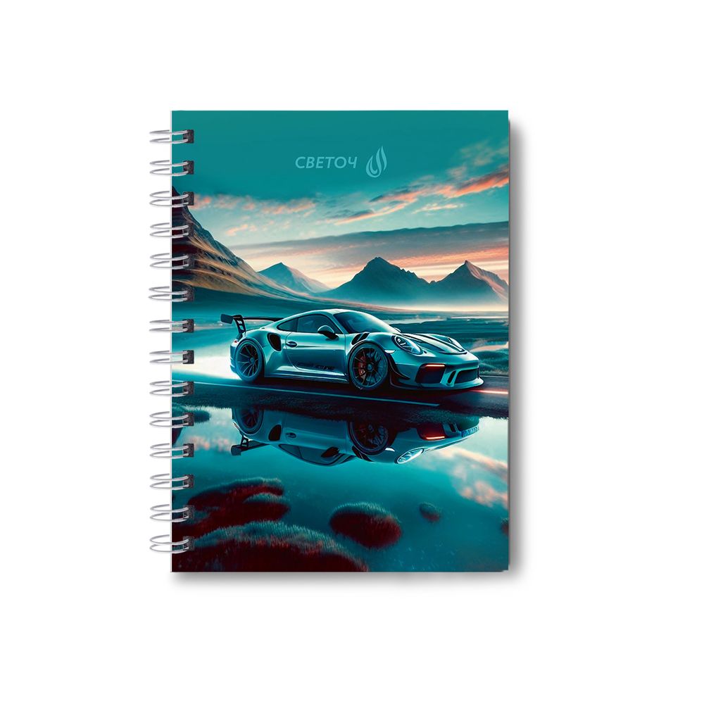 Записная книжка с твердым переплетом, матовая ламинация, на гребне A6 120 л. 4 шт клетка, Дорога в горах 01595, ЗК226 Светоч