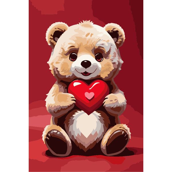 Картина по номерам Cristyle SP029, Медвежонок с сердцем, 20х30 см