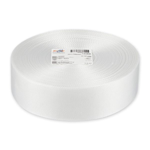 Стропа (ременная лента) 50 мм / 30 метров, [32.39 г/пог.м], 100% п/а, белый, Gamma 9с767