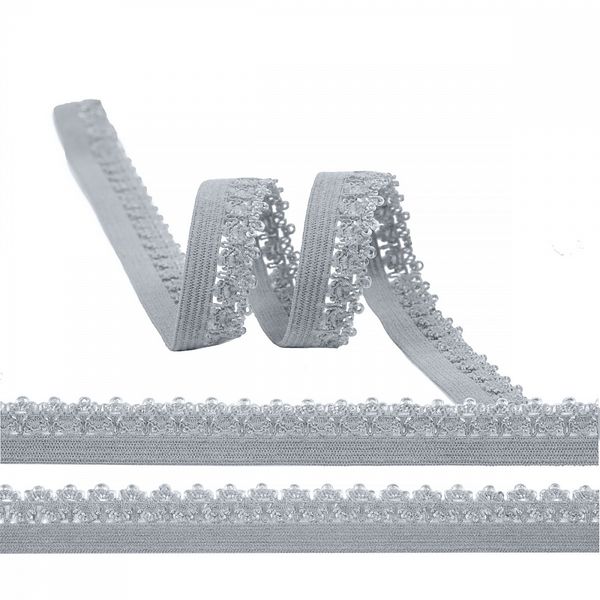 Резинка бельевая (ажурная) 12.0 мм / 1000 метров, RB01 серебристо-серый S329