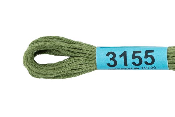 Мулине Gamma 100% хлопок, цв.3155 бл.хаки, 24 мотка по 8 метров
