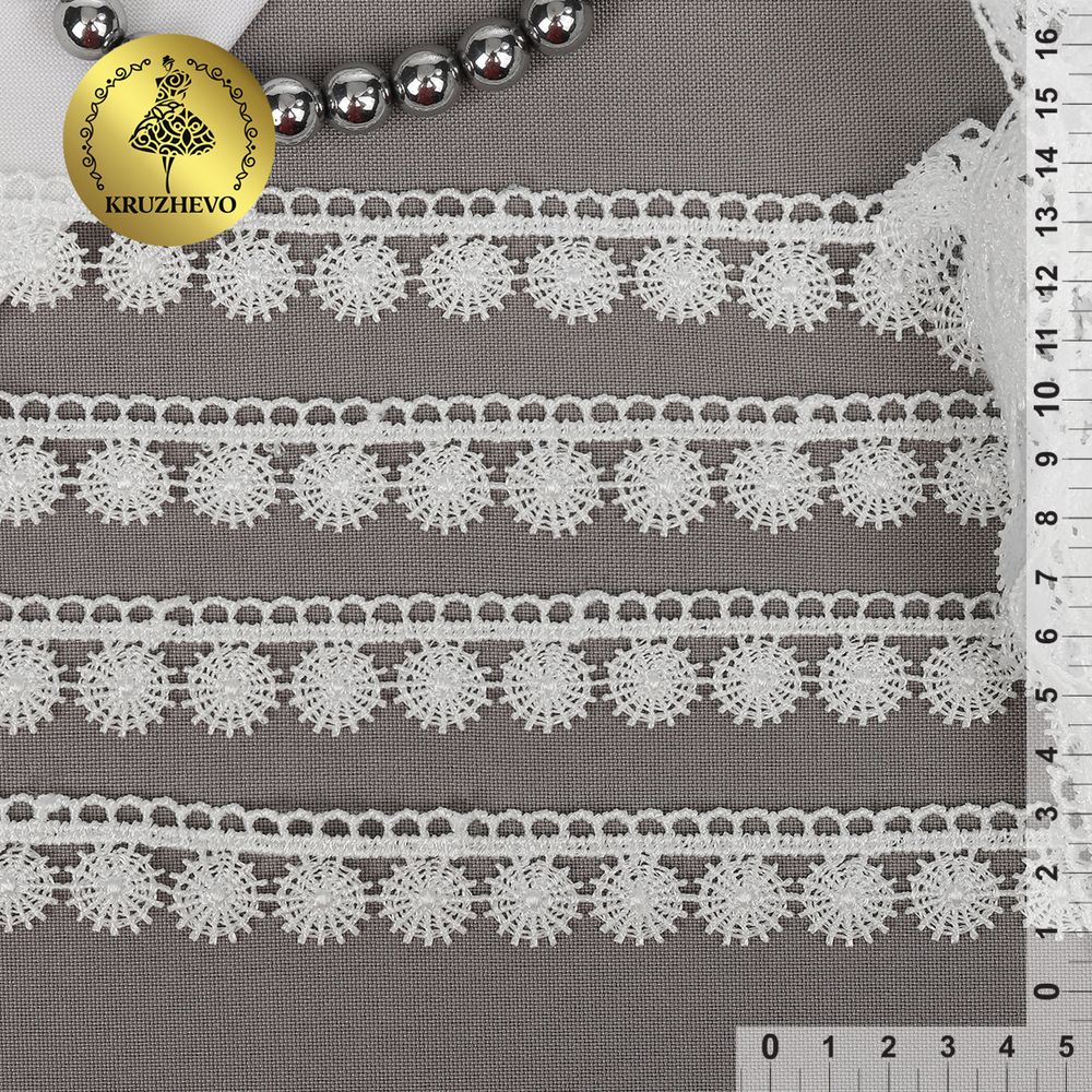 Кружево гипюр (плетёное) 20 мм / 13.71 метров, TBY.8GB0730, цв.01 белый