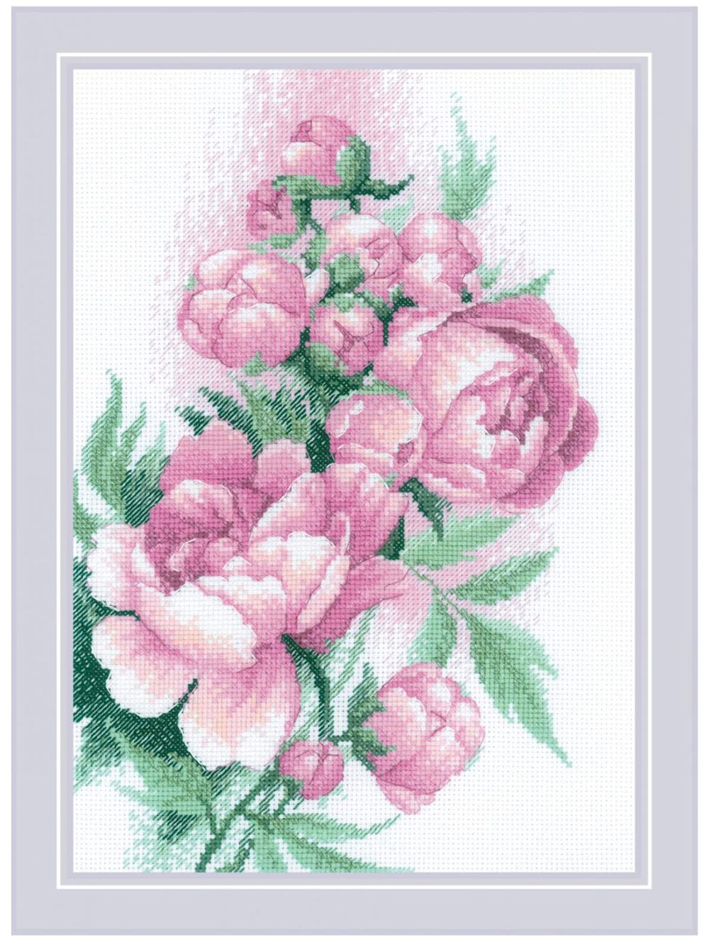 Набор для вышивания нитками Риолис, Пышность пионов, 21х30 см