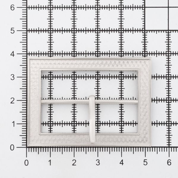 Пряжка ременная металл 40 мм, прямоугольная, серебро (никель), 1 шт, MT-1851