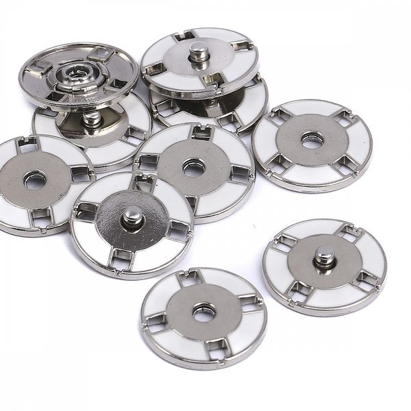 Кнопка пришивная металл ⌀21.0 мм, TBY-0301, цв.никель/белый, уп. 10 шт, TBY