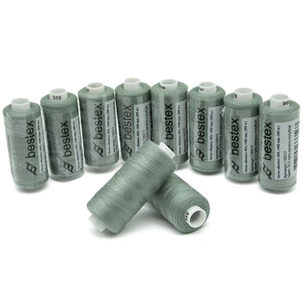 Нитки швейные бытовые Bestex 40/2, 365 м (400 ярд) / 10 кат., 313 дымчато-голубой