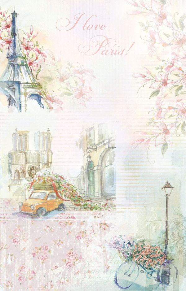 Бумага рисовая 32х22 см, 0067 Париж, Love2art KPR/R