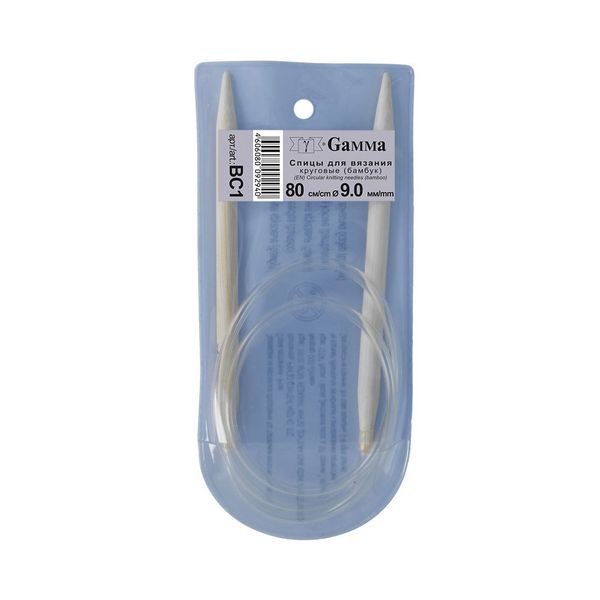 Спицы круговые бамбук ⌀9,0 мм, 80 см, Gamma BC1