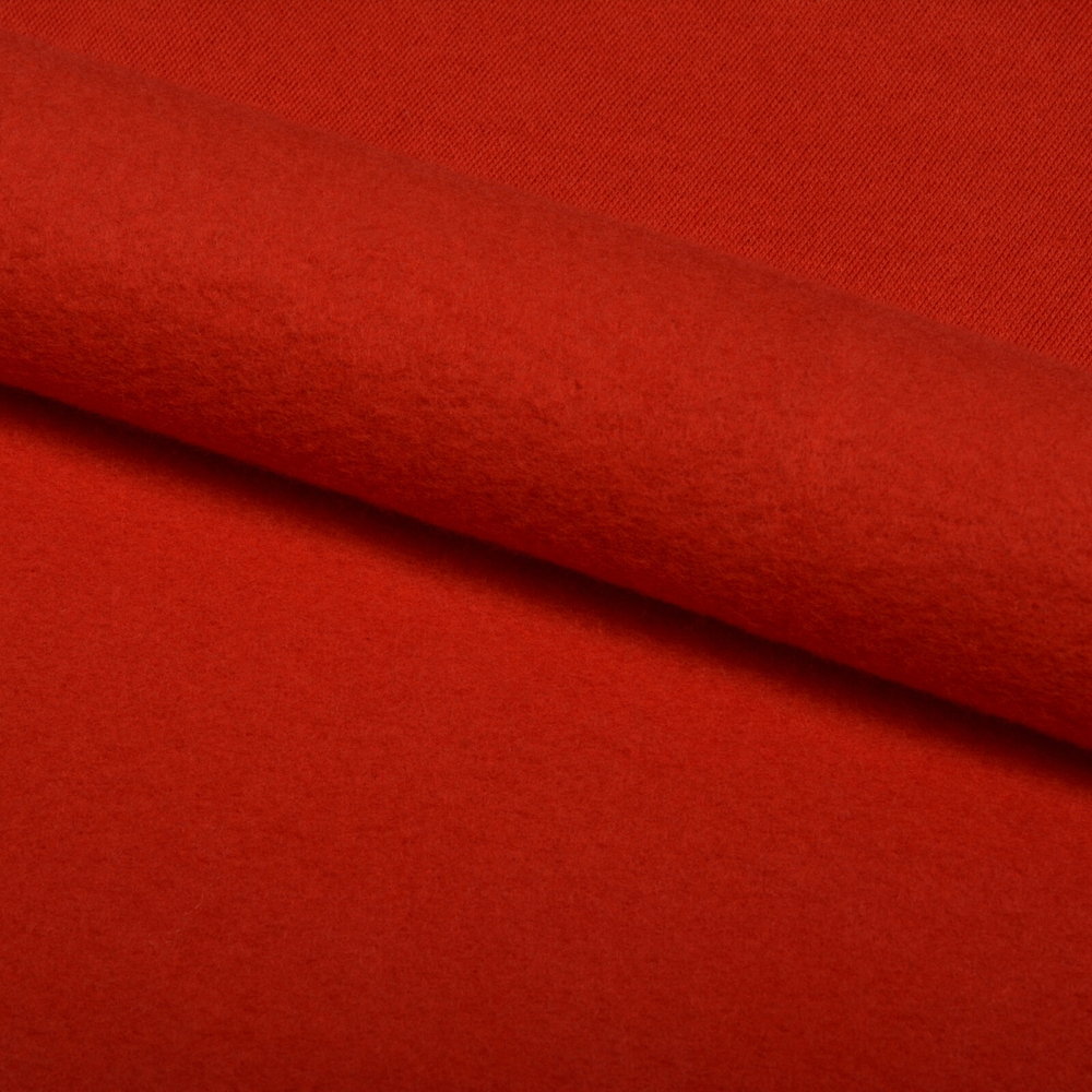 Футер 2-нитка начес гладкокрашеный, 190 г/м², 95% х/б, 5% эласт, 100+100 см, цв. красный, 6м