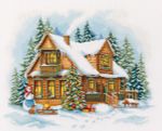 Набор для вышивания нитками Panna PR-7463, Новый год в деревне, 35х26 см