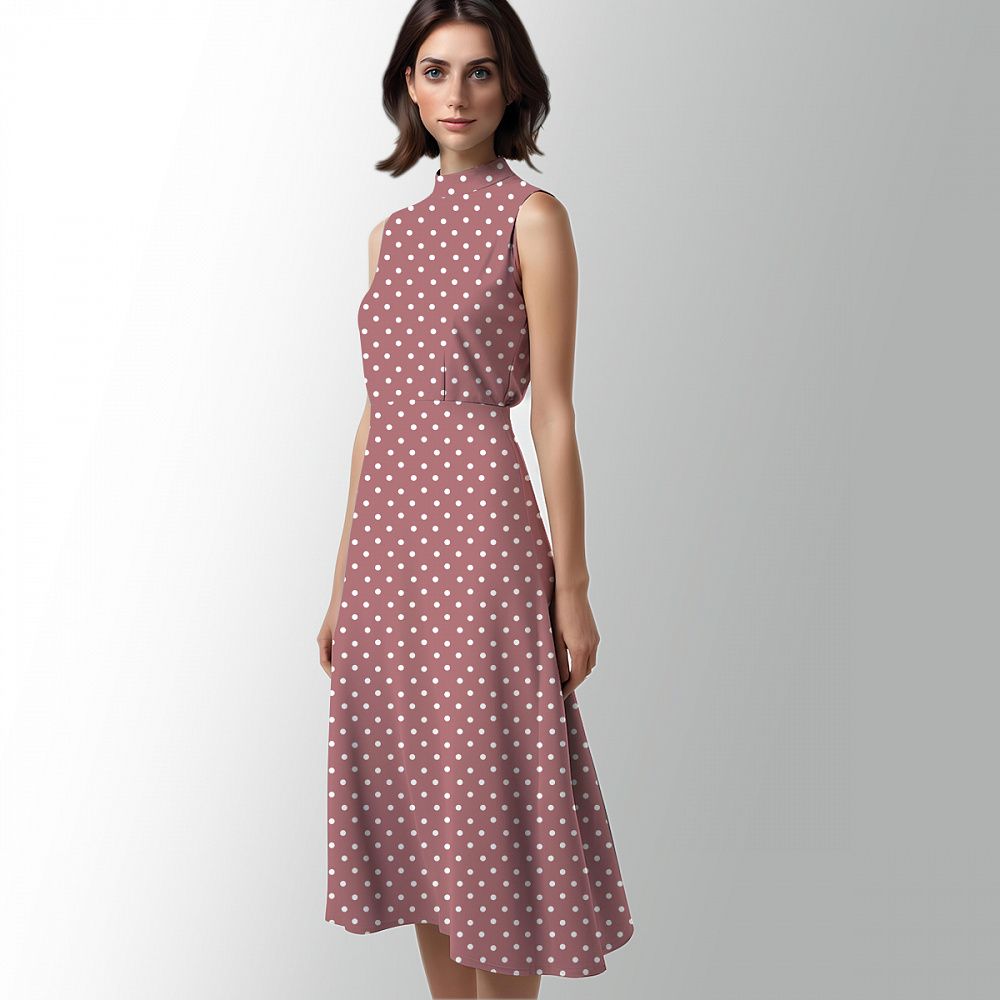 Штапель в горошек 90 г/м², 145 см / 2 метра, TBY.Vidt.08 цв.розовый