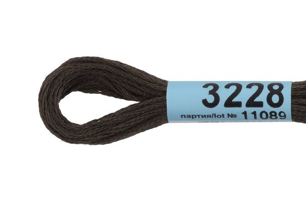 Мулине Gamma 100% хлопок, цв.3228 т.коричневый-хаки, 24 мотка по 8 метров