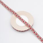 Лента декоративная х/б 15.0 мм / 25±1 метров, цветок красный, 881