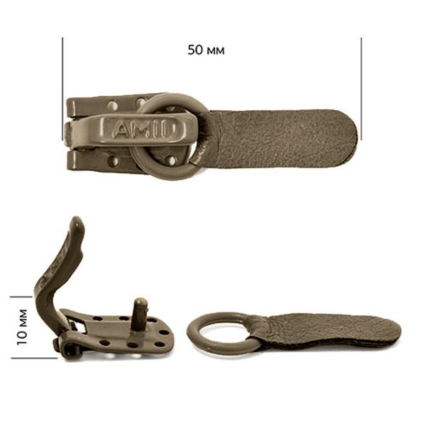 Крючок шубный Amii 50 мм, 50 шт, цв. бежевый темный