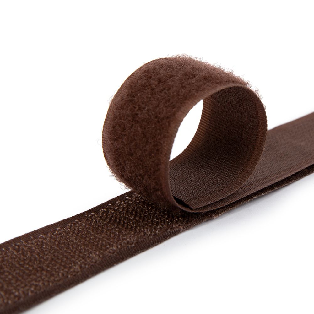 Лента контактная липучка (велкро) пришивная 40 мм / 25 метров, 107 коричневый, Gamma, ПАРА (крючок+петля), качество "B"