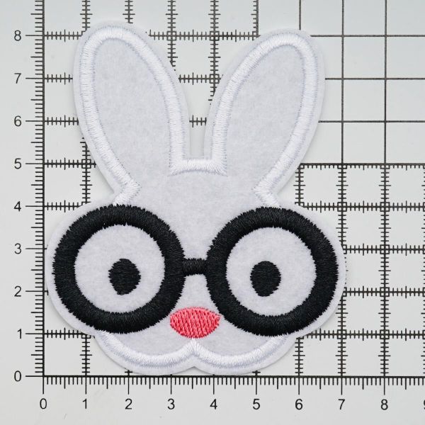 Термоаппликация Зайка в очках 70х85мм (White (белый)), 2 шт, LA525