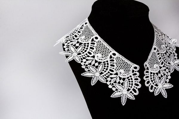 Пришивной кружевной воротник гипюр 6.5 см, 5 пар Турция, белый, Gamma VGM-65-02