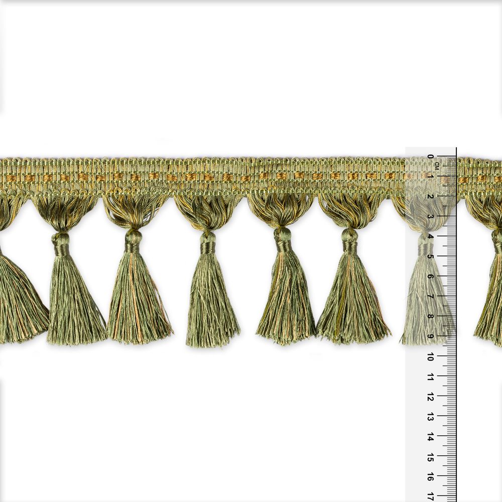 Бахрома отделочная 95.0 мм / 25 метров, с кистями, 071 зеленый, Gamma 2030