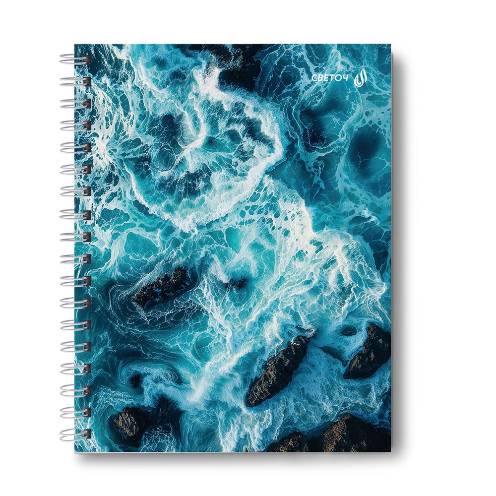 Тетрадь общая с твердой обложкой, глянцевая ламинация A5 80 л. на гребне 65 г/м², белизна 100% 4 шт клетка, 01560 Шторм, Светоч Т215