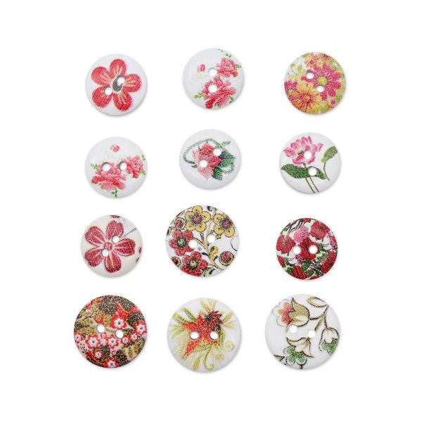Украшения декоративные пуговицы деревянные Цветы, 15-18 мм, 100 шт