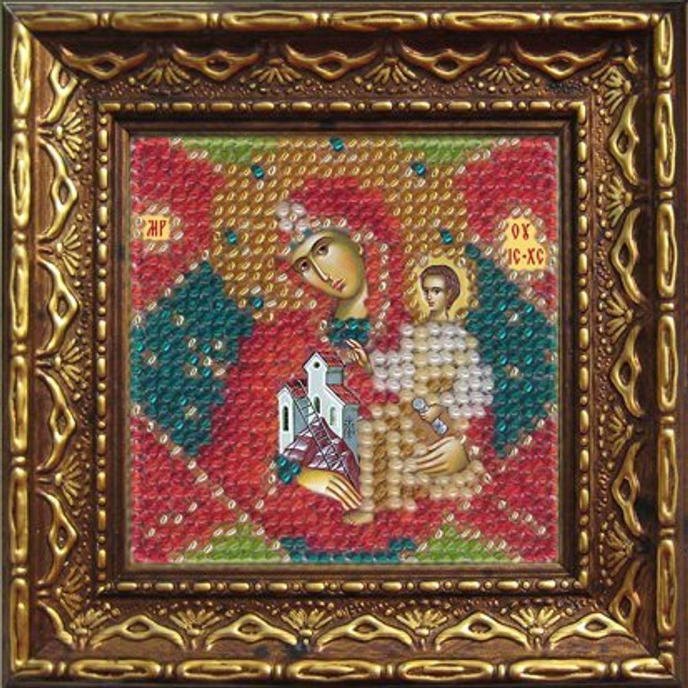 Вышивальная мозаика, Икона Богоматерь Неопалимая купина 10. 5х10. 5 см с баг. рамкой