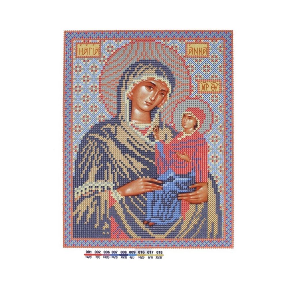 Канва с рисунком для вышивания бисером Нова Слобода, Св. Анна с Младенцем Марией, 19х25 см