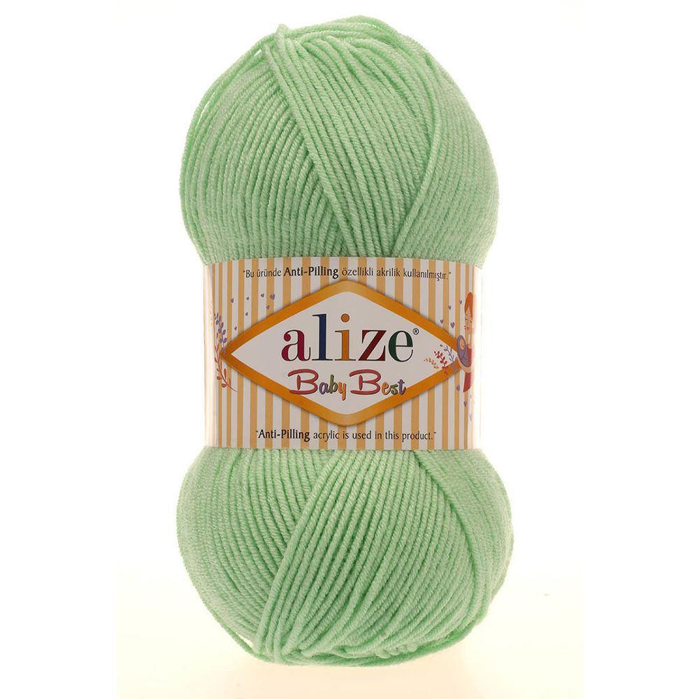 Пряжа Alize (Ализе) Baby Best / уп.5 мот. по 100 г, 240м, 041 светло-зеленый A